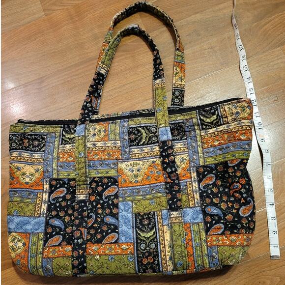 Large Paisley Patch Work Quilted Tote Bag With Pockets - Picture 6 of 7